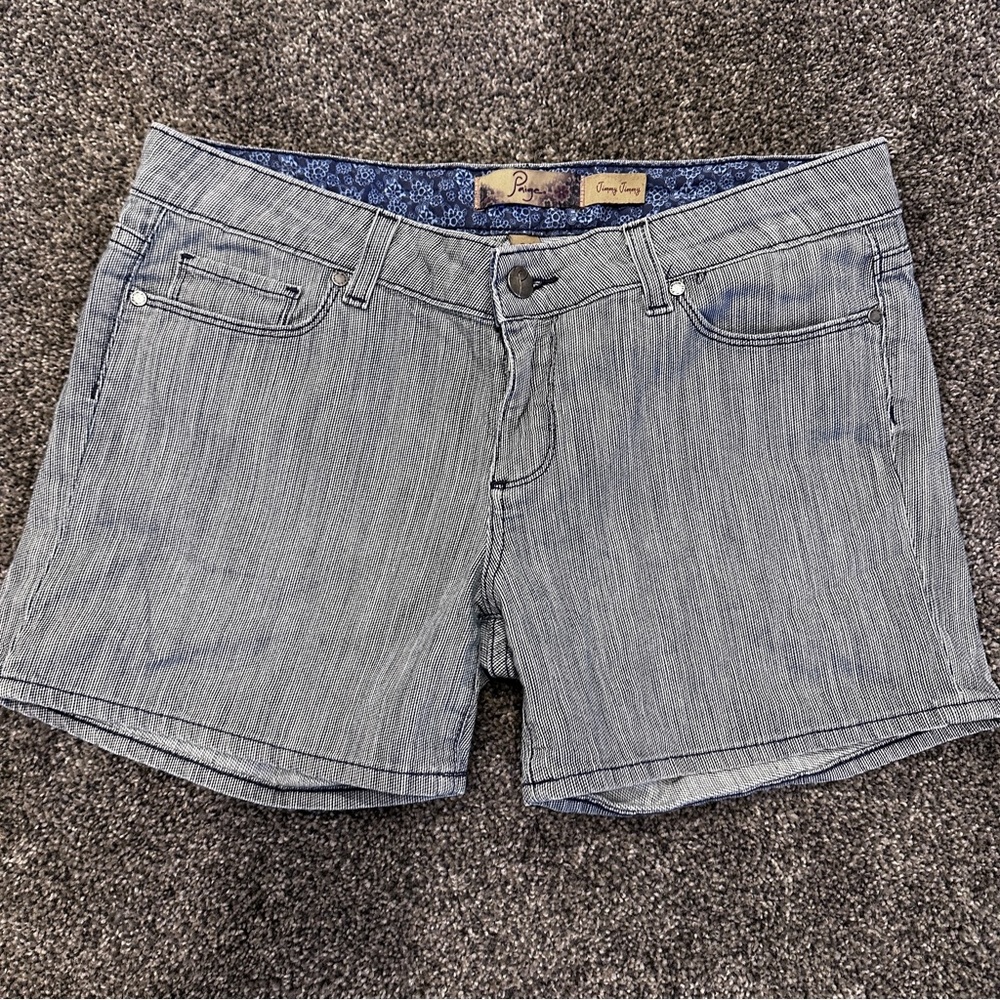 Paige Denim “Jimmy Jimmy” Mid Rise Shorts, Size 28 in Central Stripe, EUC - Picture 2 of 3